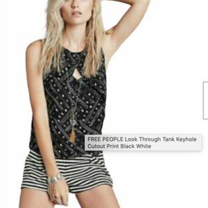 Free People Keyhole Tank Top Black and White